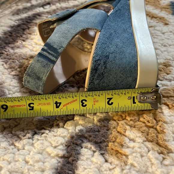 Ecco Blue Shape Plateau Wedge Sandals - Picture 12 of 12